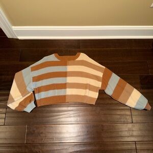 Altar'd State Striped Sweater - Blue, Cream, and Brown